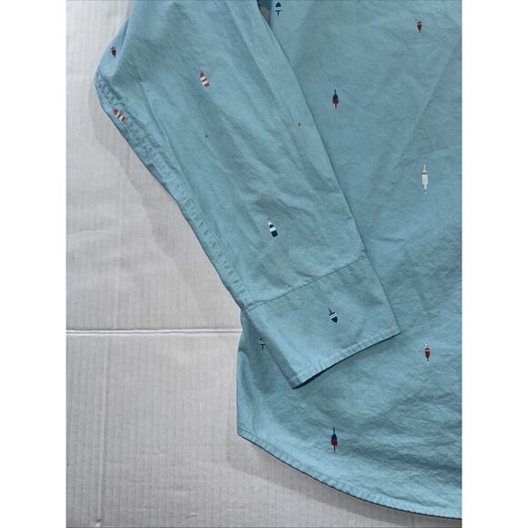 J Crew Men's L Classic Fit Long Sleeve Flex Oxford Shirt Sailboats Drinks - Picture 10 of 12